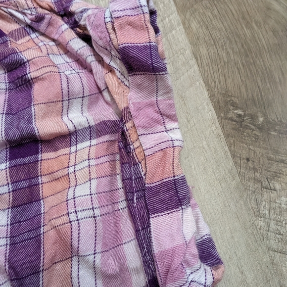 Cloth and Stone Plaid Short Sleeve Button Down Shirt hi lo hem - Picture 11 of 14